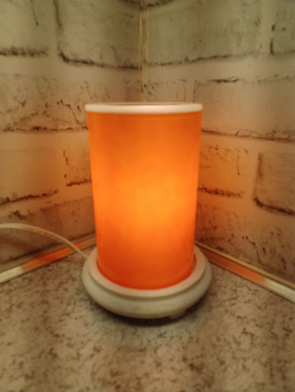 Glossy Orange Simmering Lights Wax Warmer Pink Zebra White Base warms oil